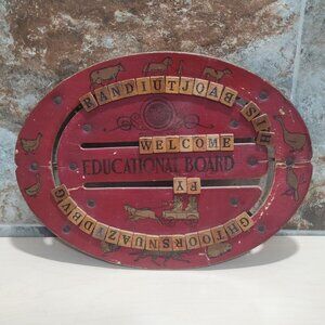 Vintage Cress Educational Board Reversible Red Oval Educational Toy